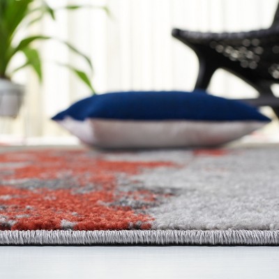 Adirondack Orange and Grey Synthetic Runner Rug, 2'-6" x 12'