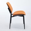 A&A Furniture, Dining Chairs Set of 2 Mid Century Modern Retro Faux Leather Chair with Walnut Bentwood Back Upholstered Seat Metal - 3 of 4