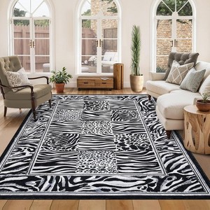 Acekool Machine Washable Plaid Runner Rug, Non-Slip Rubber Backing, Geometric Checkered Area Carpet for Hallway, Kitchen, Bedroom - 1 of 4