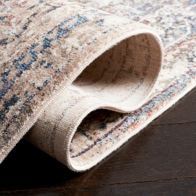 Ivory and Green Synthetic Runner Rug, 2'2" x 10'