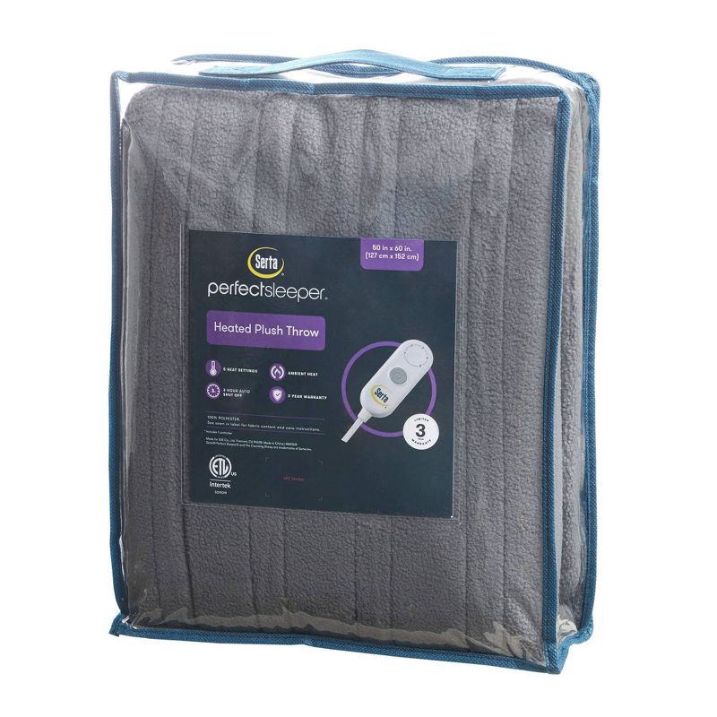 Serta 50"x60" Fleece to Faux Shearling Electric Heated Throw Blanket, 6 of 9