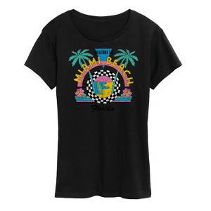 Women's - Instant Message - Welcome To Miami Beach Short Sleeve Graphic T-Shirt - 1 of 4