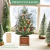 24 Inch Small Christmas Tree,  Wooden Base & Red White Berries, Frosted Lighted Artificial Tree for Home Table Party Holiday Decoration - 2 of 4