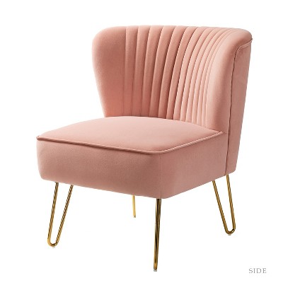 Upholstery Velvet Side Chair with Tufted Back Contemporary and Classic Armless Accent Chair with Metal Base | Karat Home