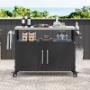 54.5 inch Outdoor Kitchen Island with Stainless Steel Tabletop, Outdoor Bar Cart with 4 Lockable Wheels for Outside BBQ - 2 of 4