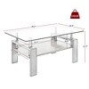 Syemin Rectangular Side Table Set, Two-Layer Coffee Table with Tempered Glass Top for Modern Living Room, Clear, 39.2"*23.4"*17.7" - 4 of 4