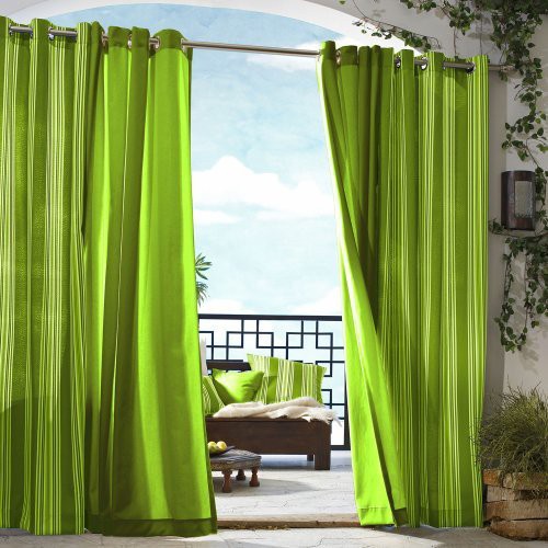 'Outdoor Décor Gazebo Stripe Indoor/Outdoor Grommet Top Curtain Panel - Green (50''x96''), Size: 50x96'''
