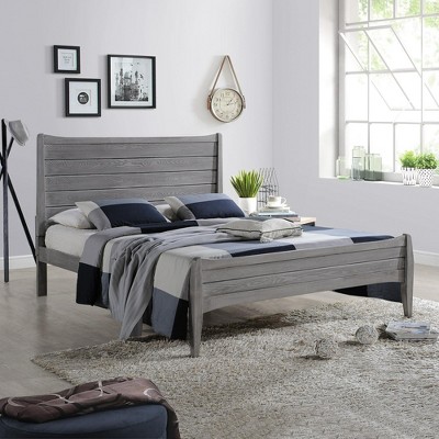 Queen Size Platform Bed, Wooden Bed Frame with Headboard and Footboard, Gray-Christopher Knight Home