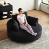 KWPZQEB 55'' Corduroy Foam Single Swivel Chair, 360¡ã Swivel Chair with Pillows, Large Barrel Arm Chairs with Deep Seat, Round Chaise for Living Room - 2 of 4