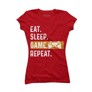 Junior's Design By Humans Eat Sleep Game Repeat By MeowShop T-Shirt - 1 of 2