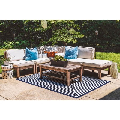 Navy Blue 4' x 6' Prescott Easy-Care Outdoor Area Rug