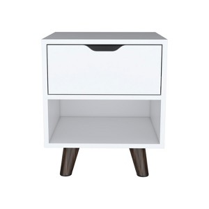 TIRAMISUBEST Black Nightstand with Wooden Legs, Modern Storage Bedside Table - 1 of 4