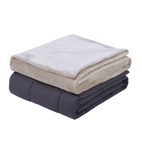 48" X 72" 15lbs Plush Weighted Blanket With Removable Cover Taupe