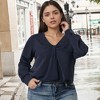 Agnes Orinda Women's Plus Size V Neck Long Sleeve Casual Twist Knot Tops - 2 of 4