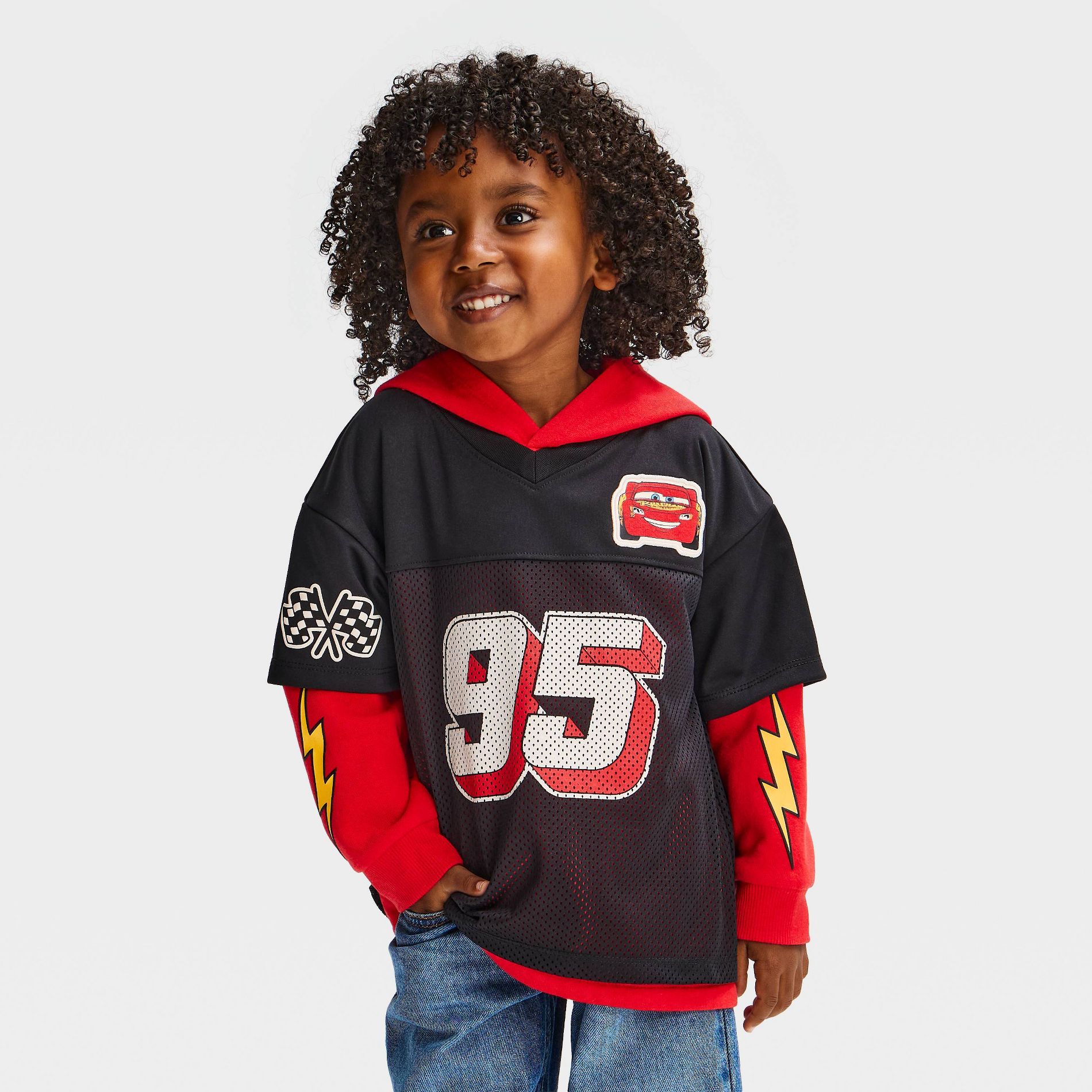 Toddler Boys' Disney Cars Lightning McQueen 2-Fer Hoodie - Red/Black