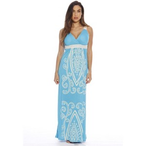 Puff Print Crochet Strap Maxi Dress - 1 of 2