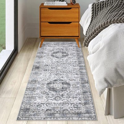 Acekool 9x12 Washable Boho Vintage Medallion Area Rug, Non-Slip, Stain Resistant, Non-Shedding Carpet for Living Room, Bedroom, Office
