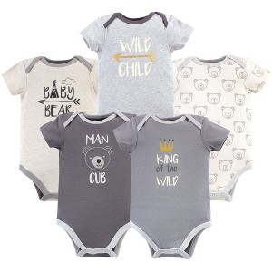 Luvable Friends Baby Boy Cotton Bodysuits 5pk, Bear - 1 of 4