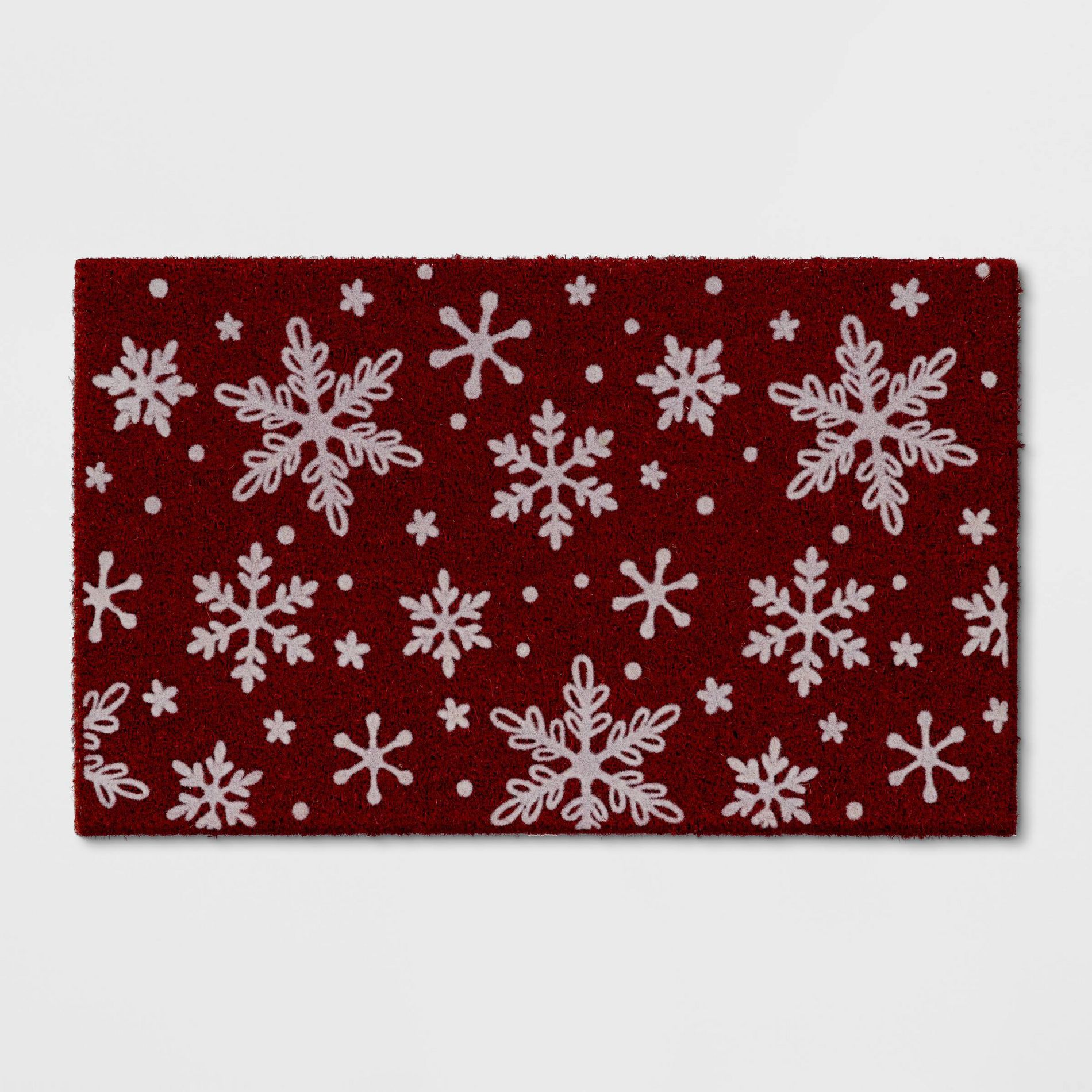 Christmas Snowflakes Flocked Doormat Red - Wondershop™