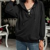 Anna-Kaci Women's Lace Up Criss Cross V Neck Hoodies Long Sleeve Top - 2 of 4