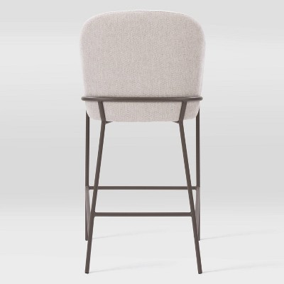 Blakeley 28'' Light Gray Twill Counter Stool with Iron Legs