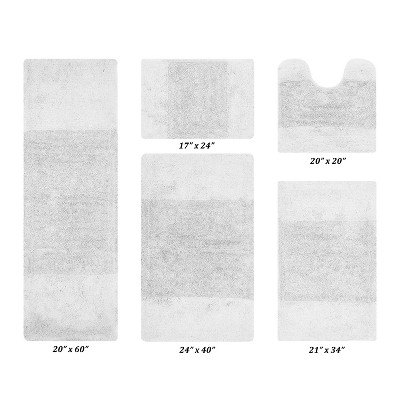 Granada 5 Piece Bath Rug Set 100% Premium Cotton Tufted Non-Slip Backing Bathmats for Bathroom, Super Soft Absorbent, Machine Washable