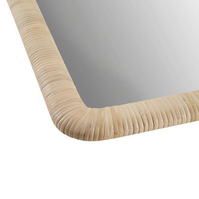Nova Natural Rattan Rectangle Wall Mirror with Rounded Corners