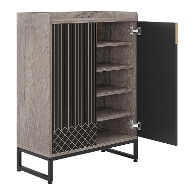 Modern Black and Gray Wooden 5-Tier Shoe Rack Cabinet