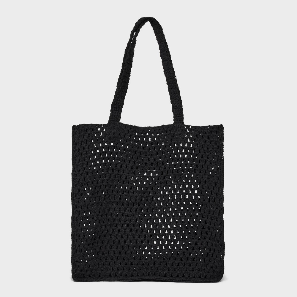 Photos - Travel Accessory Crochet Tote Handbag - Universal Thread™ Black