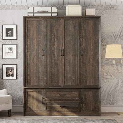 FUFU&GAGA Minimalism Wood - Grain Wardrobe Armoire with Ample Storage - 6 - Door Closet for Bedroom Organization