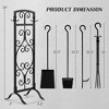 Tangkula 5 Piece Fireplace Tools Wrought Iron Firewood Toolset with Decoration Holder Black - 4 of 4
