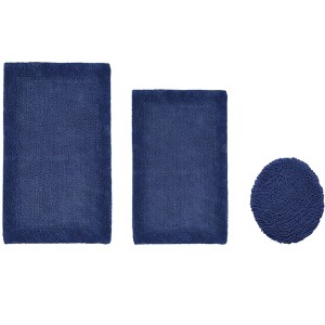 Edge Bath Rug 100% Premium Cotton Ultra-Soft Water Absorbent Tufted Solid Reversible 3 Piece Bathroom Rug Set for Machine Washable Bathmat - 1 of 4