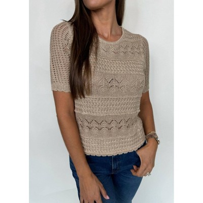 Women's Lurex Knit Top - KLd. Signature M