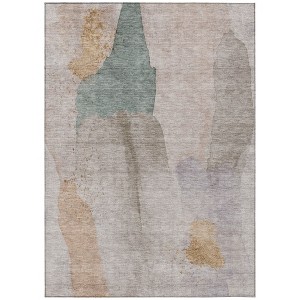 Copper And Pale Aqua Abstract Washable Indoor Outdoor Area Rug - 1 of 4