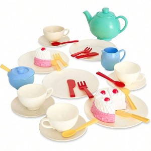36 - Piece Colorful Tea Set Toy with Teapot, Cups, Cake More - 36-piece tea set has everything you need to throw a tea party Multicolor Standard - 1 of 4