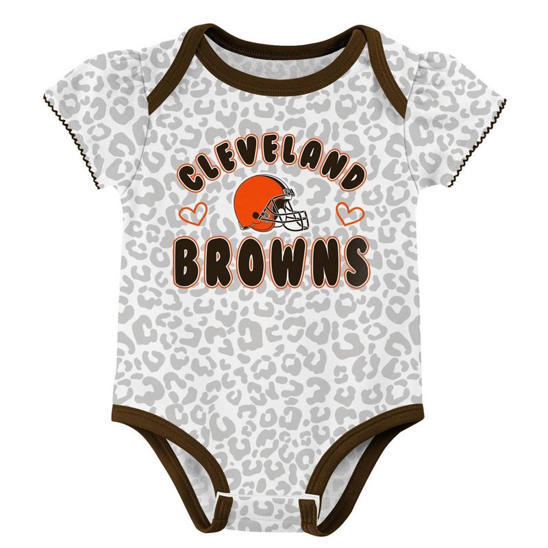 NFL Cleveland Browns Baby Girls&#39; Onesies 3pk Set, 2 of 5