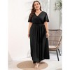 Whizmax Women Plus Size Wrap Maxi Dress Short Flutter Sleeves Empire Waist Split A Line Boho Casual Dress - 3 of 4