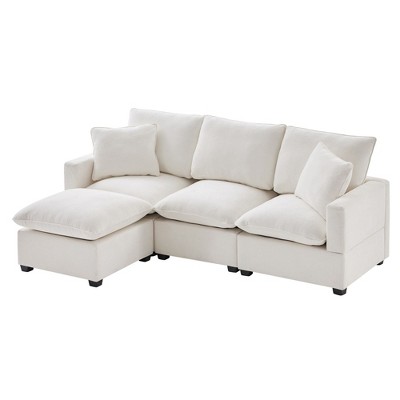 NicBex Chenille Sectional Couch L Shape Modular Sofa with 2 Pillows for Living Room and Apartment