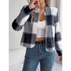 Coolmee Women Flannels Cropped Shacket Jacket Fashion Plaid Open Front Blazer Fall Coat Tops - 3 of 4