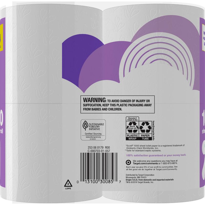 1000 Sheets per Roll Toilet Paper - up & up™, 4 of 7