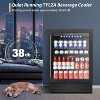 Tylza Beverage Refrigerator 24 Inch, Under Counter/Freestanding Drink Fridge, 190 Cans Beverage Cooler with Glass Reversible Door, ETC, Black - 2 of 4