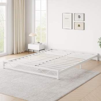 Whizmax 6 Inch Queen Size Metal Platform Bed Frame with Wavy Pattern, Mattress Foundation, No Box Spring Needed, Easy Assembly, White