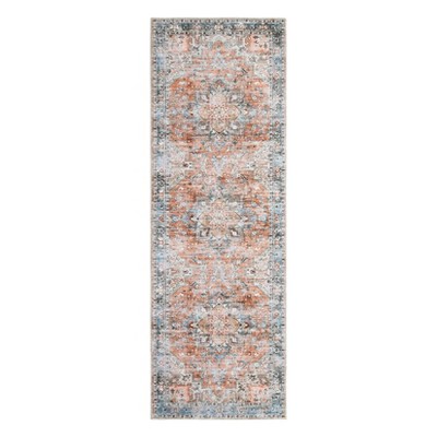 Indoor Vintage Floral Print Living Room Bedroom Area Rugs, Low Pile Non Slip Floor Carpet for Dining Room Office