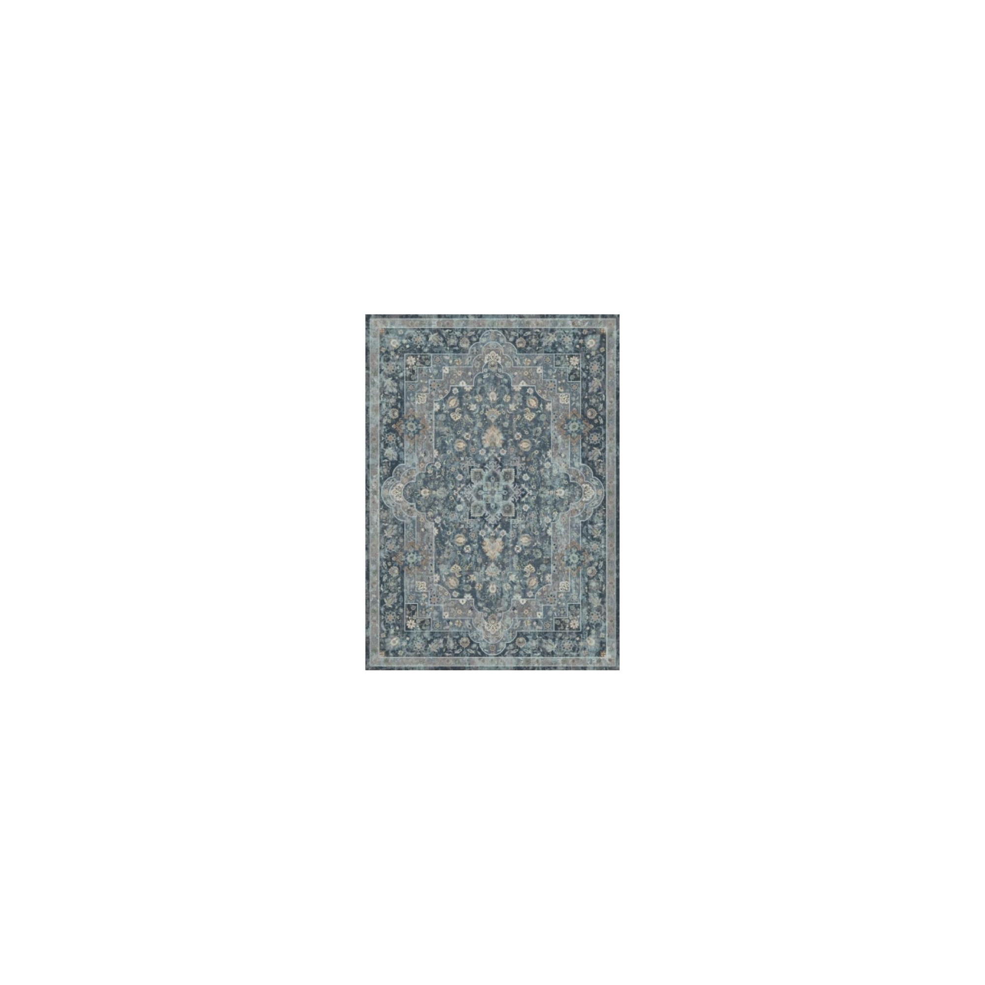 9x12ft Washable Area Rug, Vintage Neutral Stain Resistant Soft Non Slip Floor Carpet Farmhouse Home Decor Rug Floor Cover, Blue