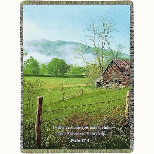 Manual Woodworks and Weavers Inspirational Cotton Blend Throw Blanket I Lift My Eyes Verse 50x60 Inch - 1 of 3