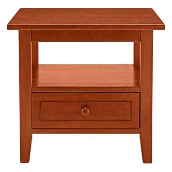Wooden Rectangular End Table with 1 Drawer Brown - The Urban Port