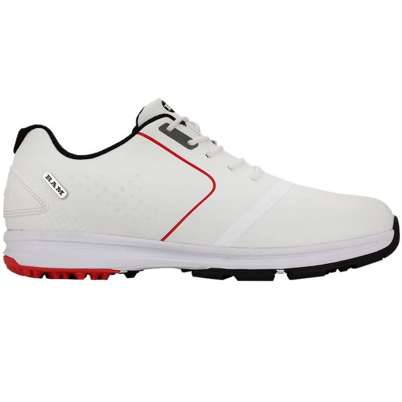 Ram Golf Player Mens Waterproof Golf Shoes White/Red, 2 of 5