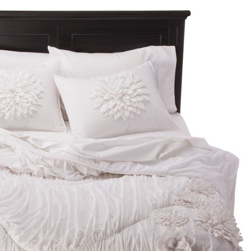 Rizzy Home Texture Flower Comforter Set White Twin Target