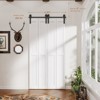 30-96 inch Bi-Folding Sliding Barn Door Hardware Track Kit, 3.3-8 FT Black Roller Kit for 2 Doors, J Shape(No Door) - 3 of 4