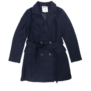 INSPIRE CHIC Women's Notch Lapel Double Breasted Belted Mid Long Outwear Winter Coat - 1 of 4